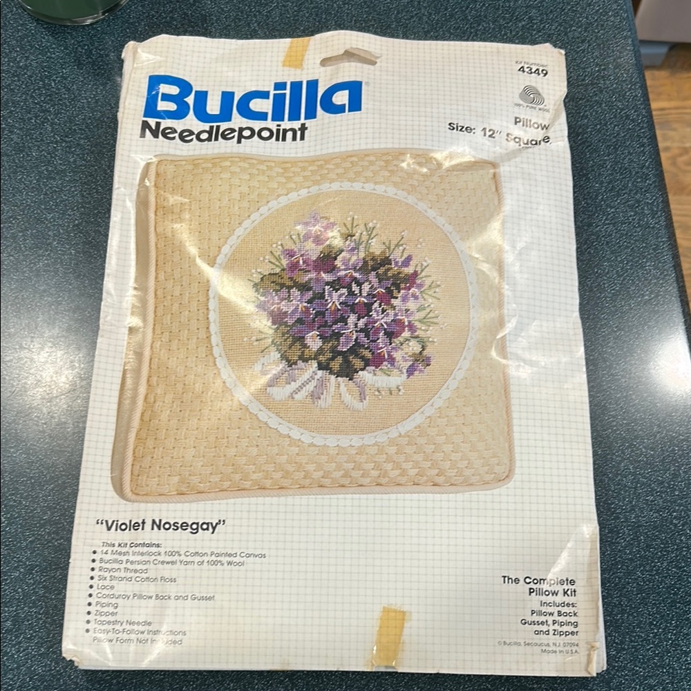 Bucilla Needlepoint Kit with Purple Floral Design